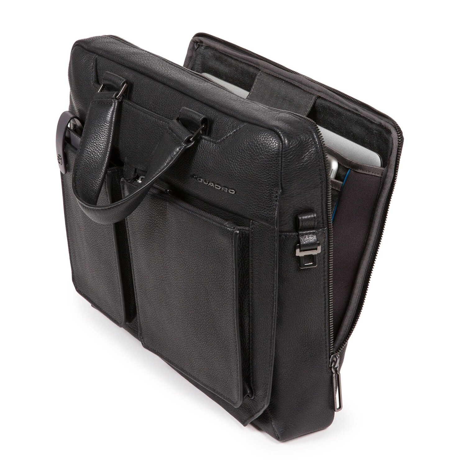 Piquadro Tallin laptoptas leer 37 cm laptopvak black Bagage24