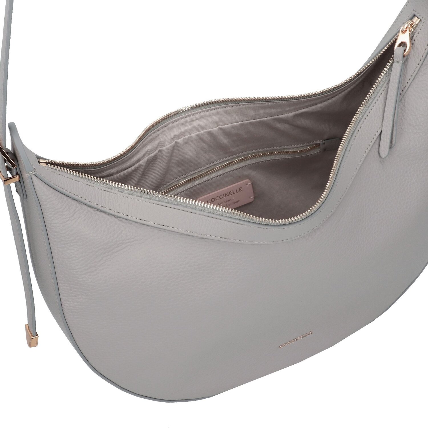 Coccinelle Schoudertas Leer 37 cm light grey Bagage24.nl