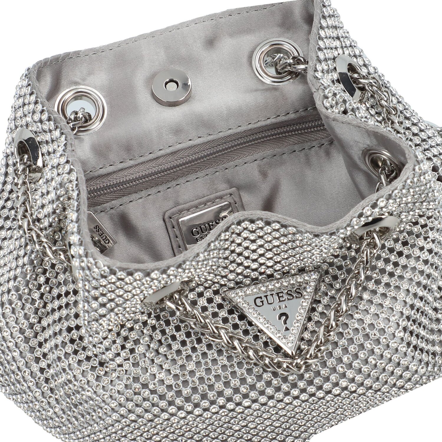 Guess Lua Mini tas Schoudertas 20 cm silver Bagage24.nl